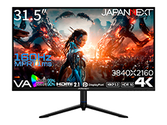 4K160Hz表示対応の31.5型VA液晶ゲーマー向けディスプレイがJAPANNEXTから。4K144HzのIPS液晶モデルも同時発売