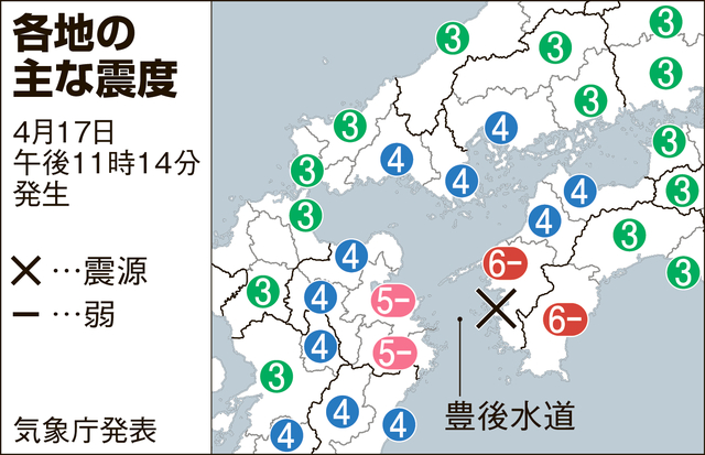 愛媛県愛南町・高知県宿毛市で震度6弱　M6.4　津波の心配なし