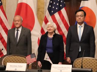 日米韓、為替で「緊密協議」＝急速な円安・ウォン安懸念共有―財務相声明、対ロシア連携も