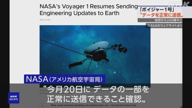 米 惑星探査機「ボイジャー1号」約5か月ぶり 正常にデータ送信