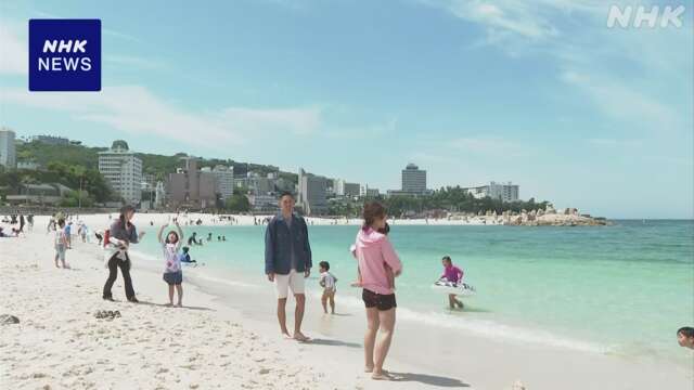 和歌山 白浜町 “本州一早い”海開き 一足早い夏を楽しむ