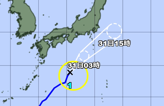 31日朝、関東で警報級の大雨の恐れ　台風1号、勢力弱まり温帯低気圧へ