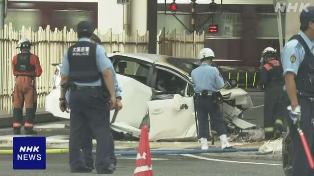 大阪 淀川区 タクシーが歩行者はね炎上の事故 1人重体 2人けが