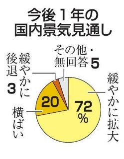 景気拡大予想、１０ポイント減少　１１１社アンケート、円安も懸念