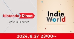 明日のニンダイはインディーゲームとソフトメーカータイトルの新情報をお届け。Nintendo Direct＋Indie World，8月27日23：00に配信