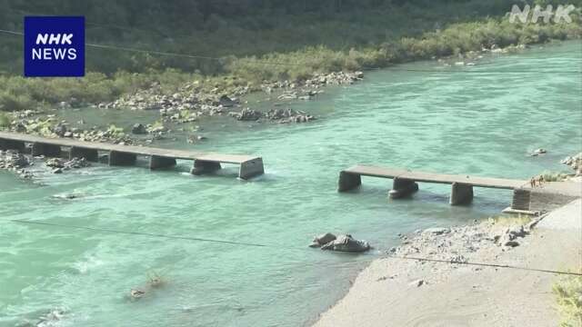 高知 四万十川「沈下橋」橋桁の一部なくなる 大雨で流されたか