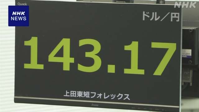 東京市場 円相場 1ドル＝143円台まで値上がり