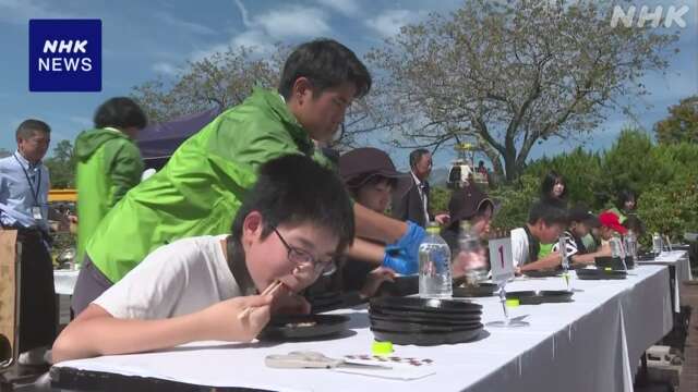 岡山 真庭 蒜山高原で子どもたちが「ジンギスカン」大食い大会