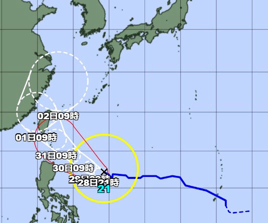 台風21号、31日から沖縄接近の恐れ　警報級の大雨も高潮も