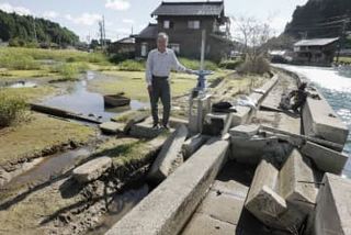 稲作4割減、護岸崩壊で水田が沼に　能登半島地震、国の動き鈍く遠い復興