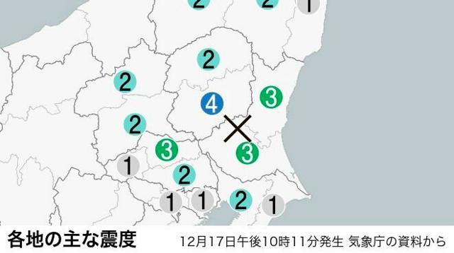 栃木県宇都宮市と壬生町で震度4　津波の心配なし　震源は茨城県南部